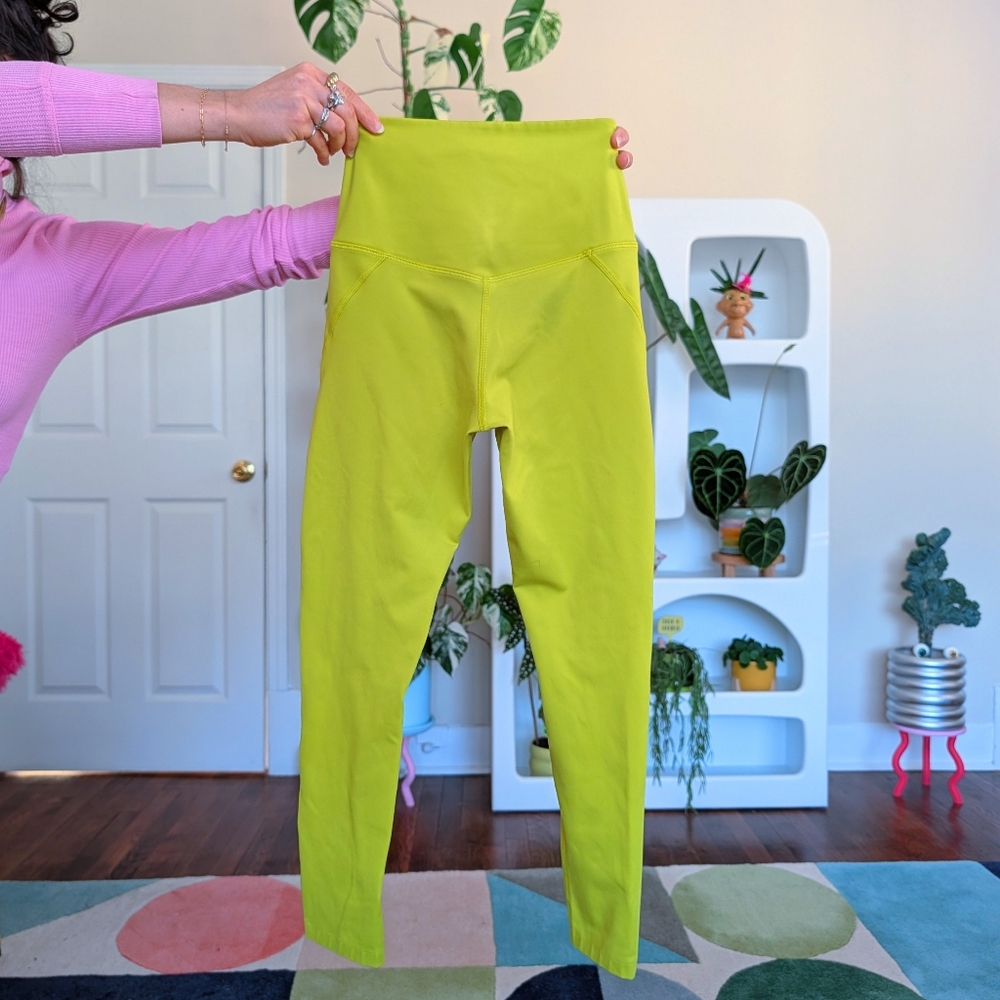 Girlfriend Collective chartreuse compressive leggings - Picture 2 of 4
